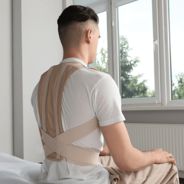 ein junger Mann mit einem stützenden Korsett - Orthopädietechnik Nord verhilft Ihnen zu besserer Haltung
